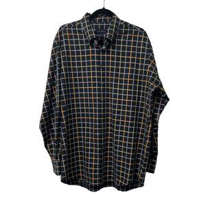 SCOTT BARBER BUTTON DOWN SHIRT PLAID CHECK MENS XL 100% COTTON CAREER BUSINESS